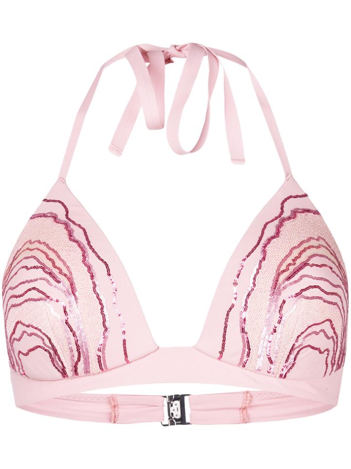 La Perla Sequin Embroidered Bikini Top - Pink & Purple