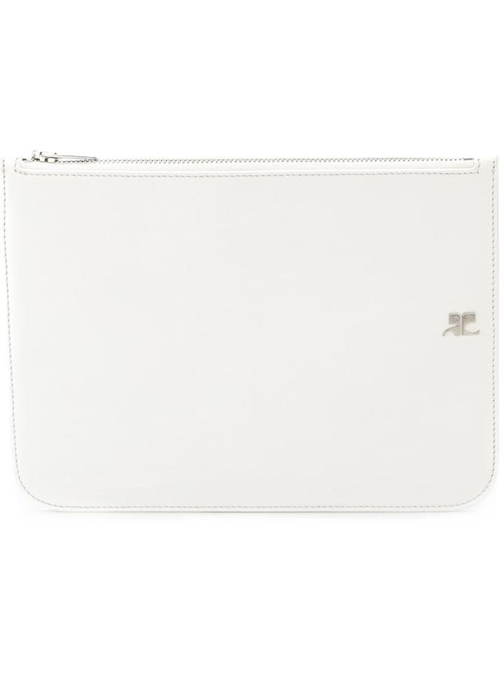 Courrèges Zipped Clutch, Women's, White, Leather