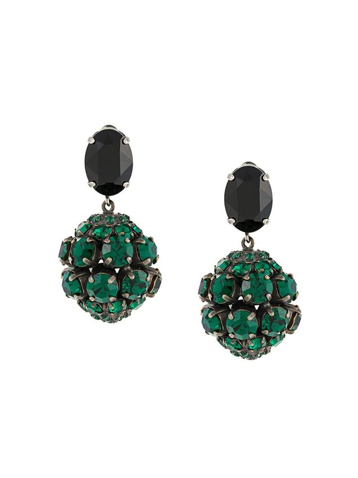 Marni Strass Cluster Clip On Earrings, Women's, Green