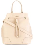 Furla Bucket Bag With Drawstring Fastening, Women's, Nude/neutrals, Leather/nylon/polyurethane