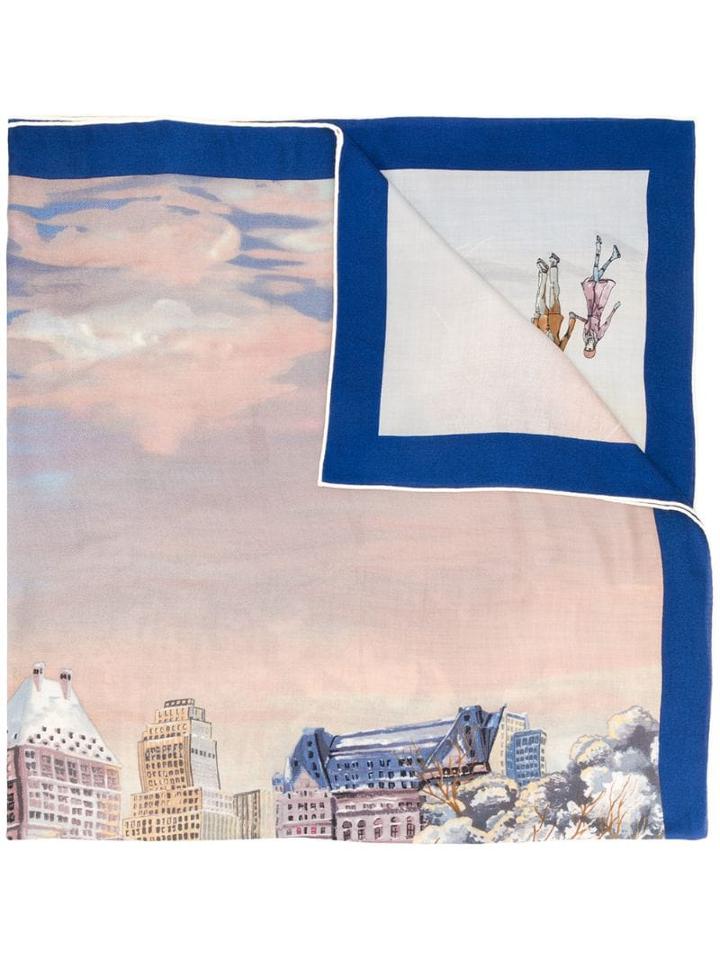 Loro Piana City Print Scarf - Blue