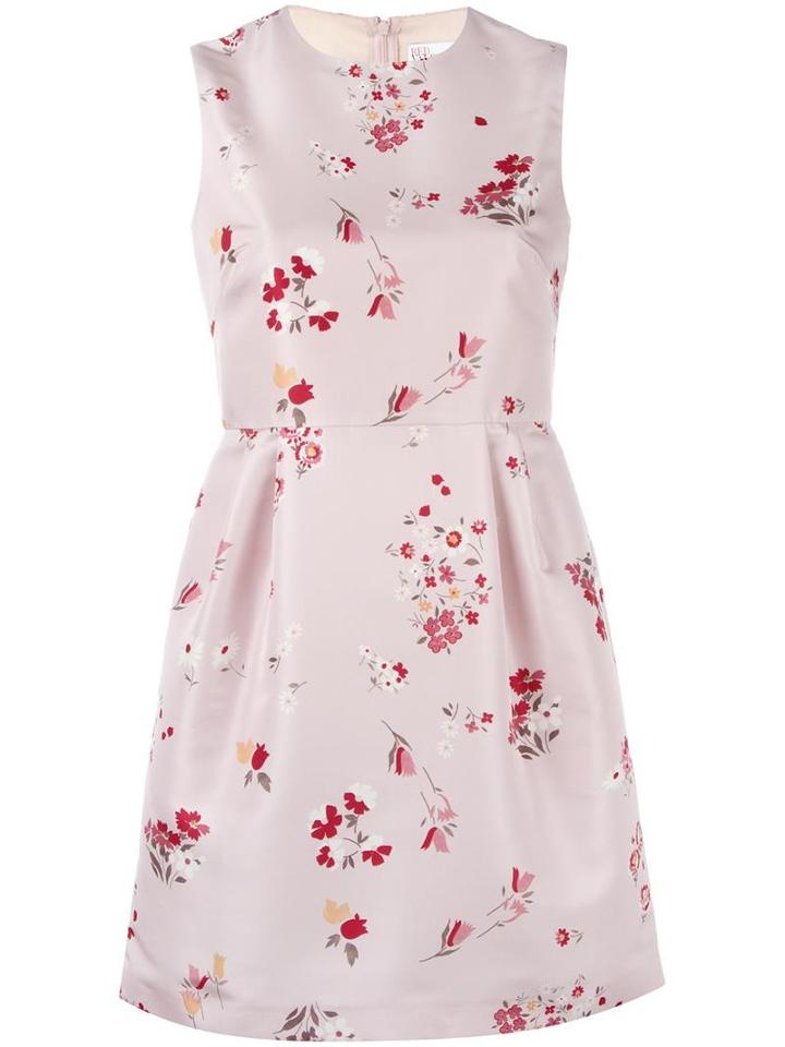 Red Valentino Floral Print Flared Dress, Women's, Size: 40, Pink/purple, Polyester/acetate