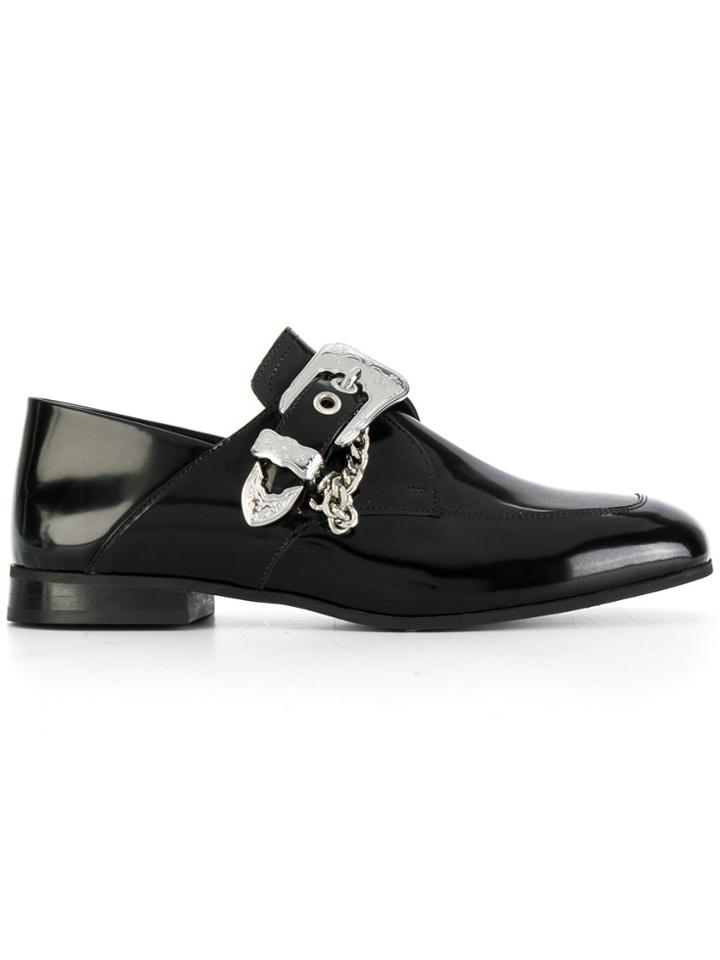Mcq Alexander Mcqueen Buckled Chain Embellished Loafers - Black