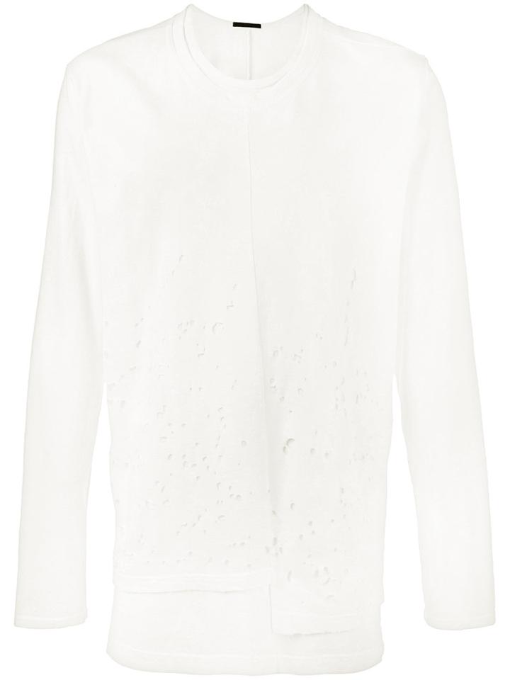 The Viridi-anne - Distressed Cotton Long Sleeve T-shirt - Men - Cotton - 2, White, Cotton