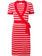 Sonia Rykiel Striped Knit Wrap Dress - Red