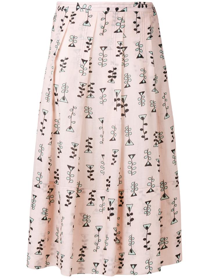 Marni Floral Midi Skirt - Pink & Purple