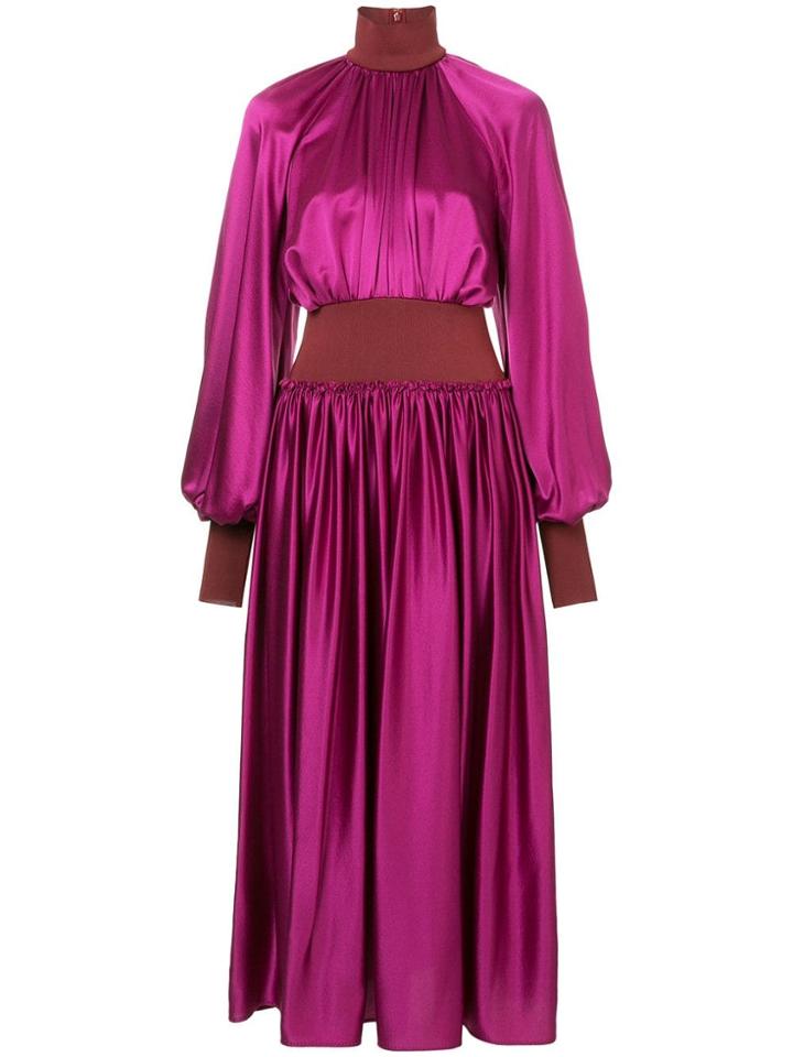 Roksanda Contrast Panel Gathered Gown - Pink & Purple