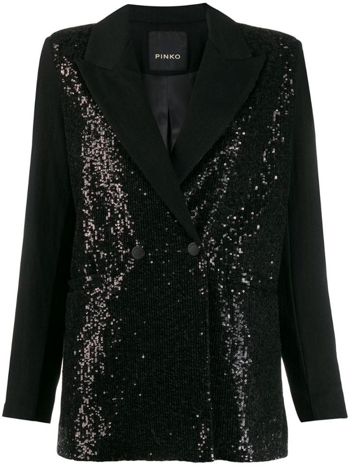 Pinko Sequin Double-breasted Blazer - Black