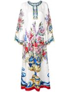 Dolce & Gabbana Majolica Print Kaftan Dress - White