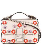 Fendi Embellished Micro Double Baguette Cross Body Bag - Nude &