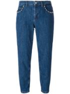 Miu Miu Stoned Pockets Cropped Jeans, Women's, Size: 27, Blue, Cotton/polyester/plastic/metal