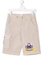 Fendi Kids Embroidered Patch Shorts - Nude & Neutrals