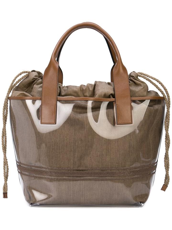 Brunello Cucinelli Drawstring Tote Bag - Brown