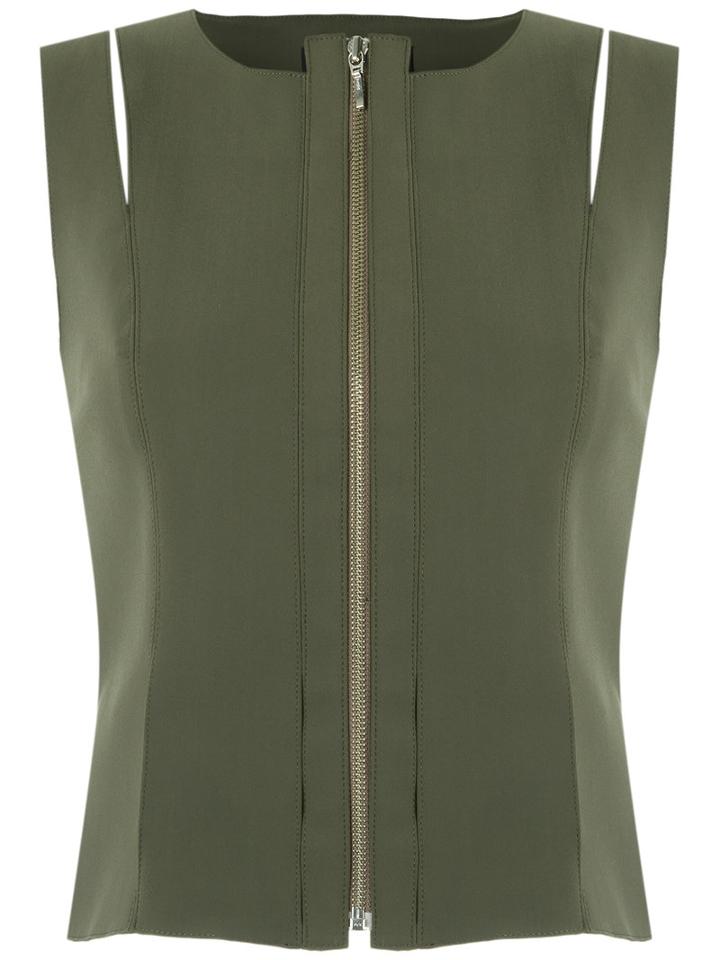 Gloria Coelho - Cut Out Top - Women - Elastodiene/polyamide - 44, Green, Elastodiene/polyamide