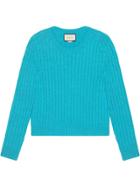 Gucci Cable Knit Wool Lurex Sweater - Blue