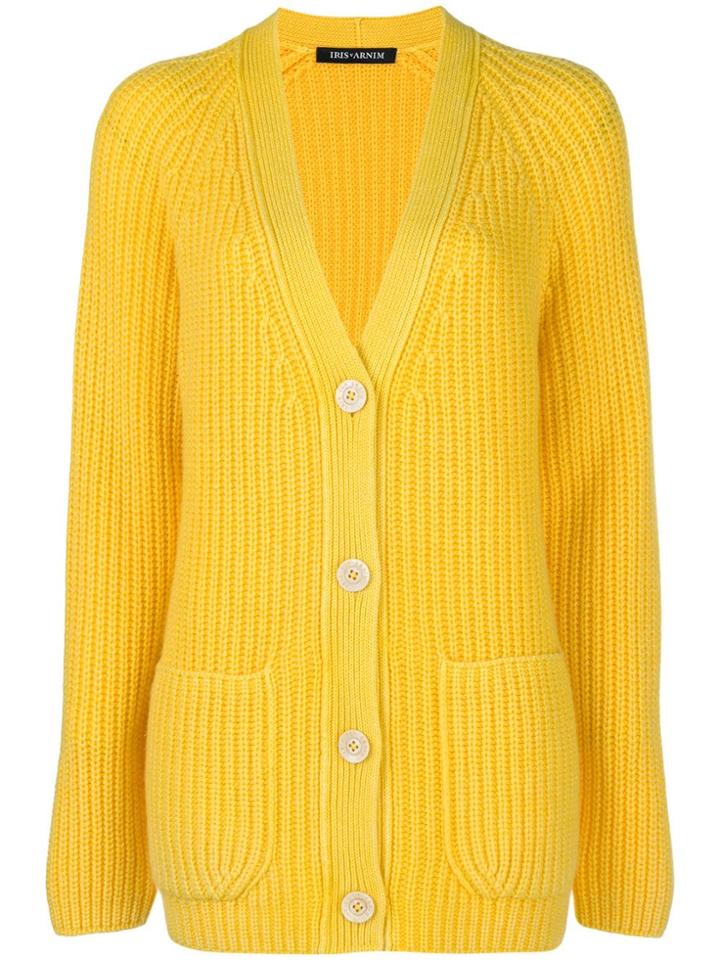 Iris Von Arnim V-neck Button Cardigan - Yellow