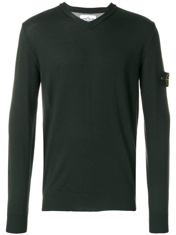 Stone Island V-neck Sweater - Green