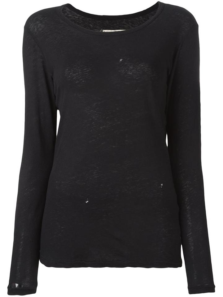 Current/elliott Boat Neck Pullover, Women's, Size: 0, Black, Cotton/linen/flax