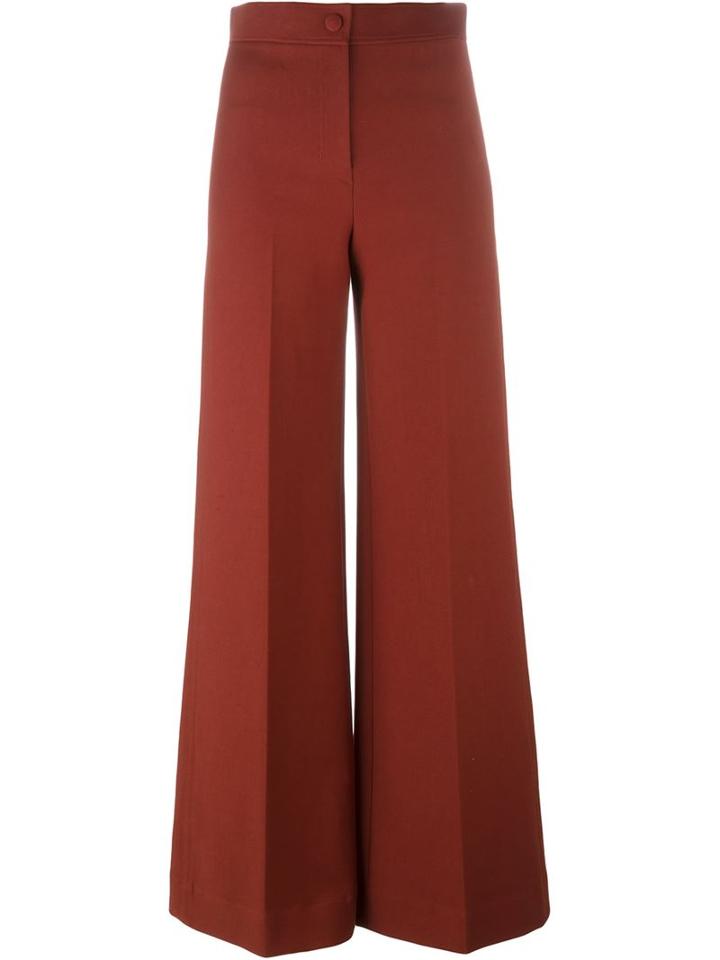 Helmut Lang Wide Leg Trousers, Women's, Size: 4, Red, Cotton/viscose/spandex/elastane
