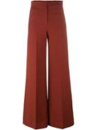 Helmut Lang Wide Leg Trousers, Women's, Size: 4, Red, Cotton/viscose/spandex/elastane