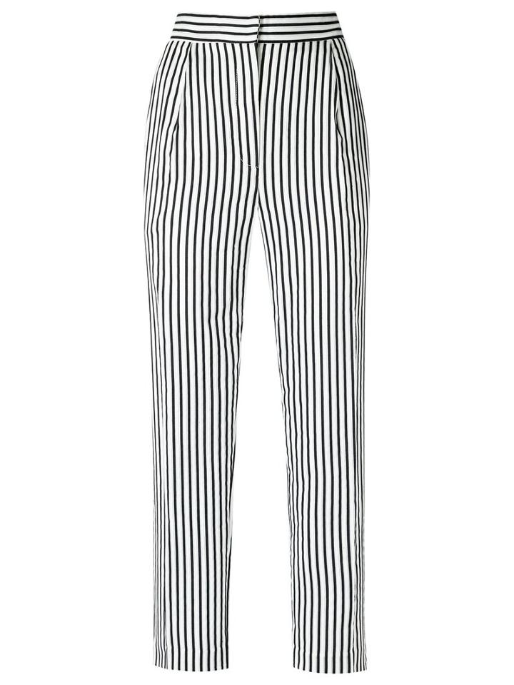 Reinaldo Lourenço - Striped Trousers - Women - Cotton - 40, Black, Cotton