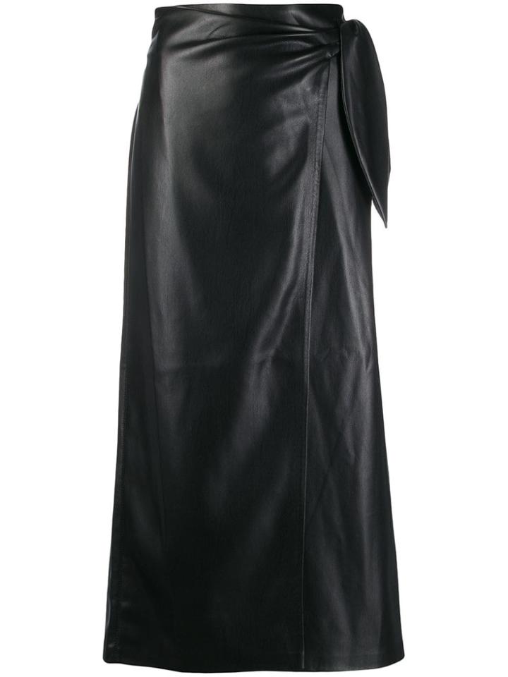 Nanushka Faux Leather Wrap Skirt - Black