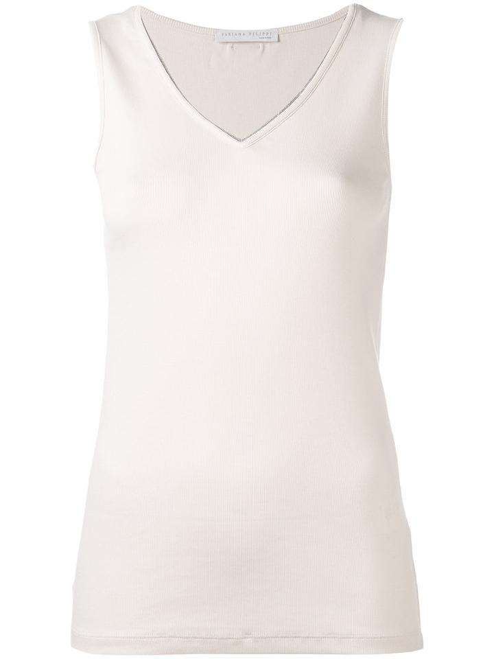 Fabiana Filippi - Sleeveless Vest Top - Women - Cotton/spandex/elastane - 44, Nude/neutrals, Cotton/spandex/elastane