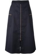 Osman Zipped A-line Skirt, Women's, Size: 12, Blue, Cotton/polyester