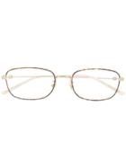 Gucci Eyewear Thin Tortoiseshell Square Frame Glasses - Gold