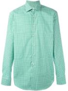 Etro Checked Button Down Shirt, Men's, Size: 41, Green, Cotton