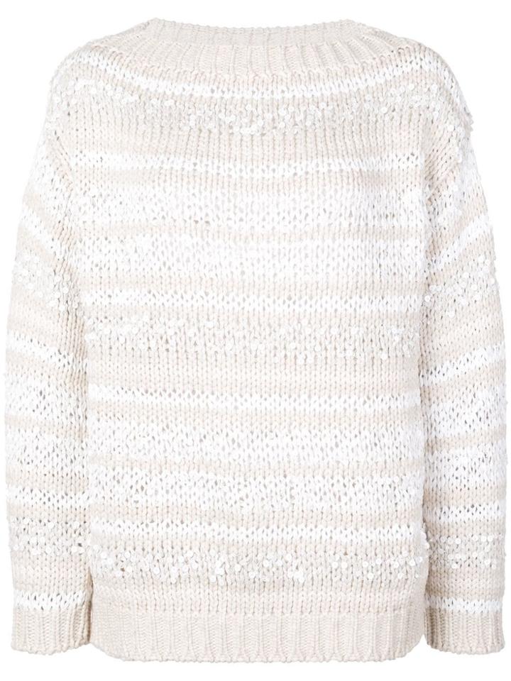Brunello Cucinelli Ribbed Knit Jumper - Neutrals