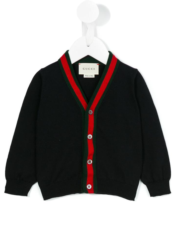 Gucci Kids Web V-neck Cardigan, Boy's, Size: 18-24 Mth, Black