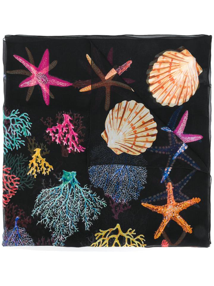 Dolce & Gabbana Coral Print Scarf - Black