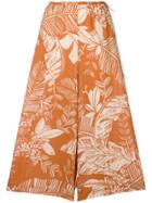 See By Chloé Foliage Print Cropped Wide Leg Trousers - Yellow & Orange