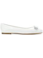 Salvatore Ferragamo Varnished Vara Ballerina Shoes - White