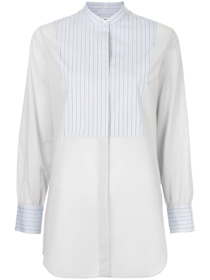 H Beauty & Youth Mandarin Collar Longline Shirt - Blue