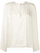 Maison Rabih Kayrouz Split Neck Blouse, Women's, Size: 36, Nude/neutrals, Polyester/viscose/acetate