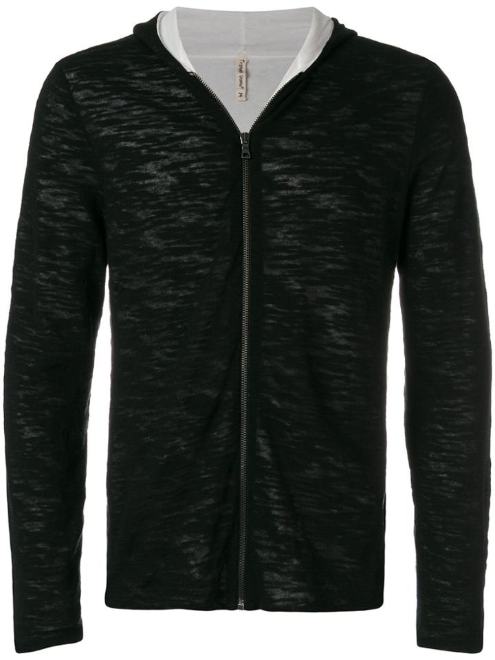 Transit Slim Fit Zip Front Hoodie - Black
