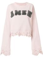 Amen Studded Logo Sweatshirt With Distressed Edges - Pink