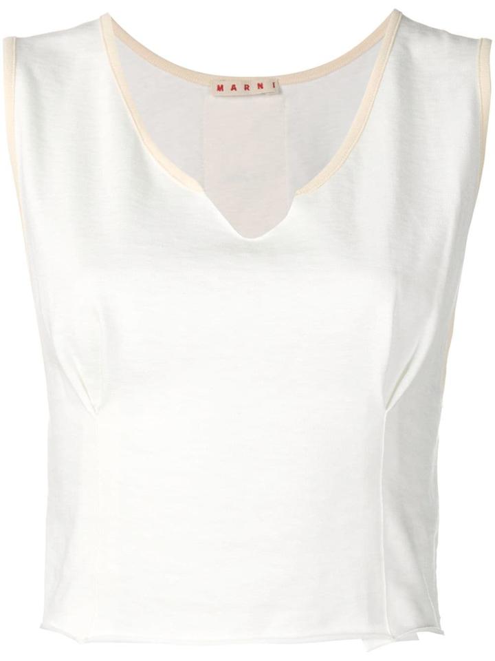 Marni Cropped V-neck Top - White