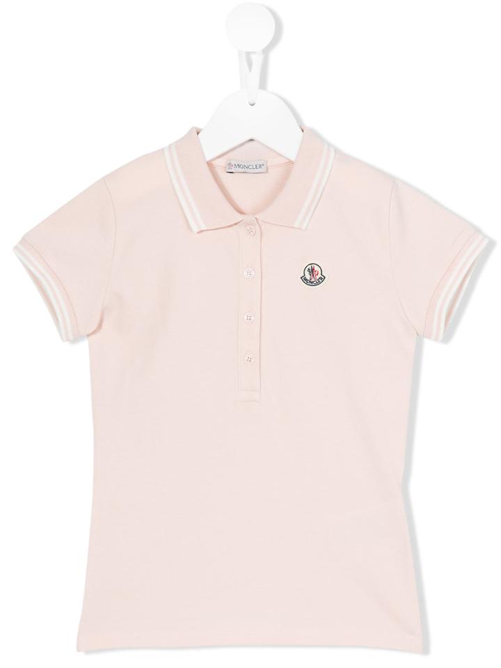 Moncler Kids - Embroidered Logo Polo Shirt - Kids - Cotton/spandex/elastane - 5 Yrs, Pink/purple