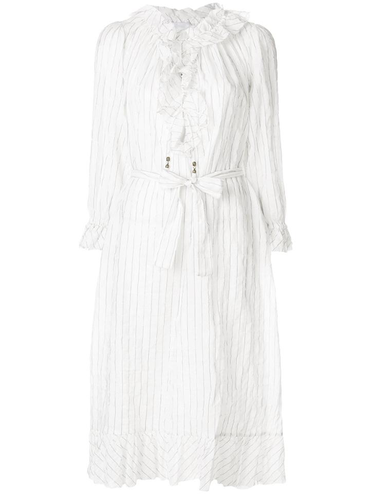 Zimmermann Striped Ruffle Dress - White