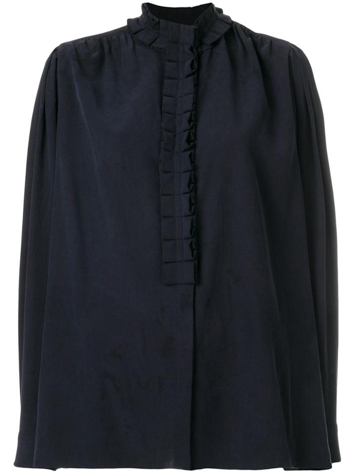 Holland & Holland High Neck Ruffle Shirt - Blue