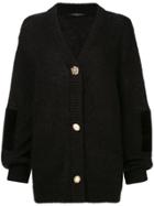 Mother Of Pearl Oversized Pearl-embellished Cardigan - Black