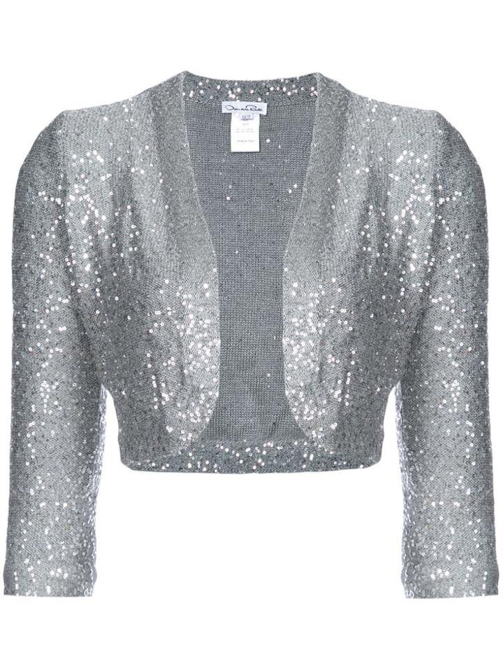 Oscar De La Renta Sequined 3/4 Sleeve Bolero - Metallic