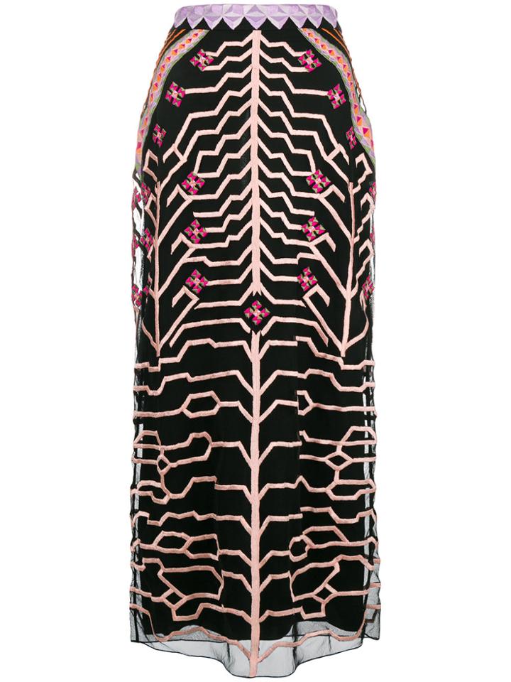 Temperley London Embroidered Midi Skirt - Black