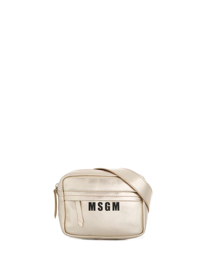 Msgm Metallic Logo Belt Bag - Gold