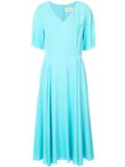 Novis V-neck Flared Dress - Blue