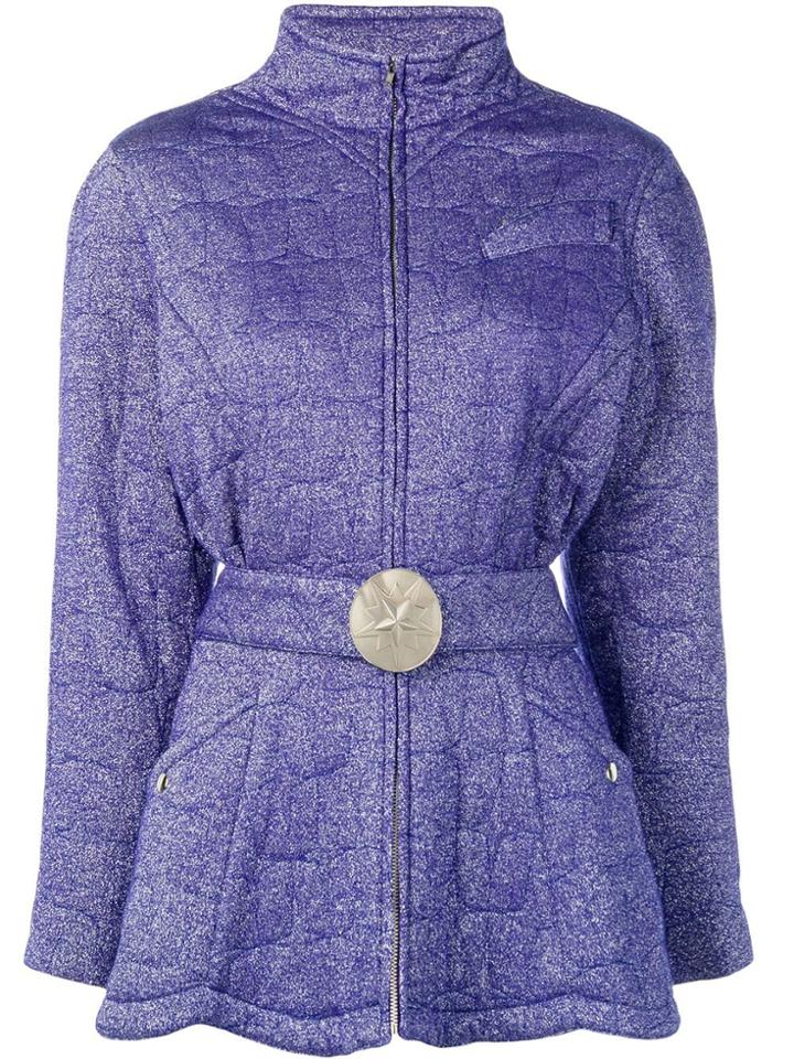 Thierry Mugler Vintage High Neck Belted Jacket - Blue
