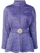 Thierry Mugler Vintage High Neck Belted Jacket - Blue